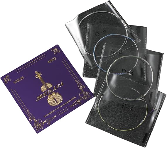 Violin Strings Complete Set Violin String Replacement Long Lasting & Rich Sound Handmade from High Quality Materials for All Levels (4/4 Size)