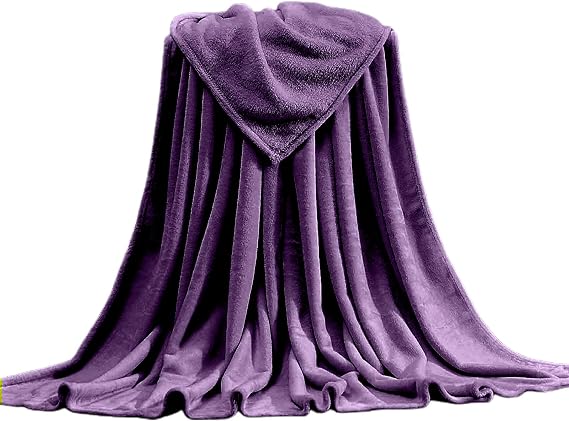 Fleece Throw Blanket for Couch Sofa or Bed Throw Size, Soft Fuzzy Plush, Luxury Flannel Lap Blanket, Super Cozy and Comfy for All Seasons,0- Purple 2,55x75cm