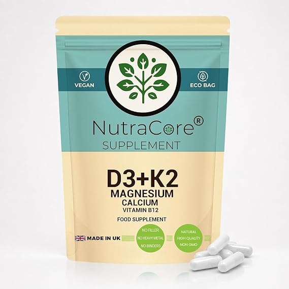 Vitamin D3 K2 B12 | Vitamin D3 K2 | 90 Vegan Caps | Made in UK