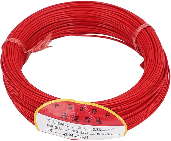 Induction Loop Cable, 50m Vehicle Detection Coil, 0.75mm² 19- Tinned Copper Wire, 600V PTFE Insulated Cable for Parking Barrier Systems, Traffic Loop Detectors