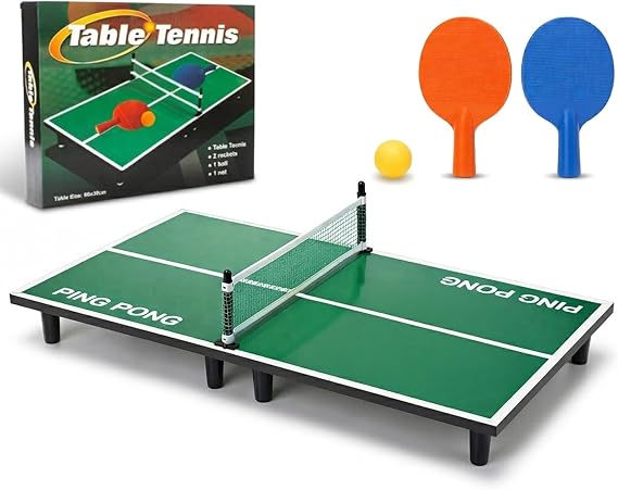 60x30cm Ping Pong Set with Net, Paddles & Ball, Portable Table Tennis Game for Kids and Adults, Compact Indoor & Door Frame Play