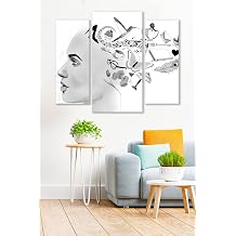 Düş Duvarı 3 Parça Çizim Kadın Yüzü Desenli MDF Duvar Tablosu