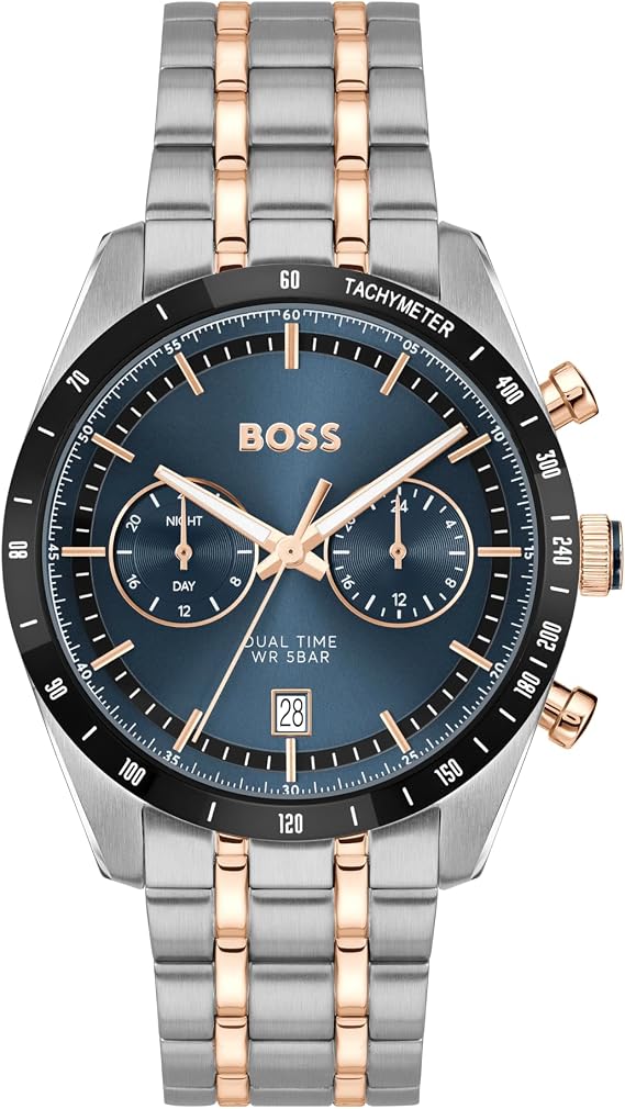 BOSS Analogue Multifunction Quartz Watch for Men TOURMASTER Collection - Available with Stainless Steel or Leather Bracelet