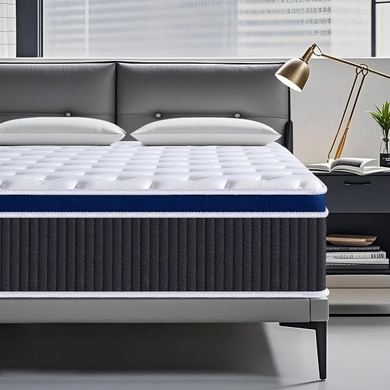 SEZMOONSI 4FT6 Double Mattress, 9.1 Inch Gel Memory Foam Hybrid Mattress, Pocket Sprung Orthopedic Support, Breathable Cover, 100-Night Trial, 135 x 190 x 23cm
