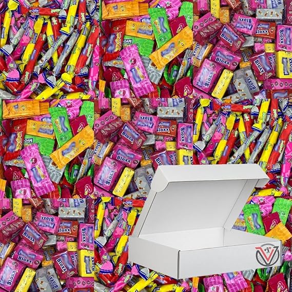 Mixed Moam Stripes, Bloxx, Joystixx Sweet With Gift Box - Fruity Flavoured Chewy Sweets (500g)