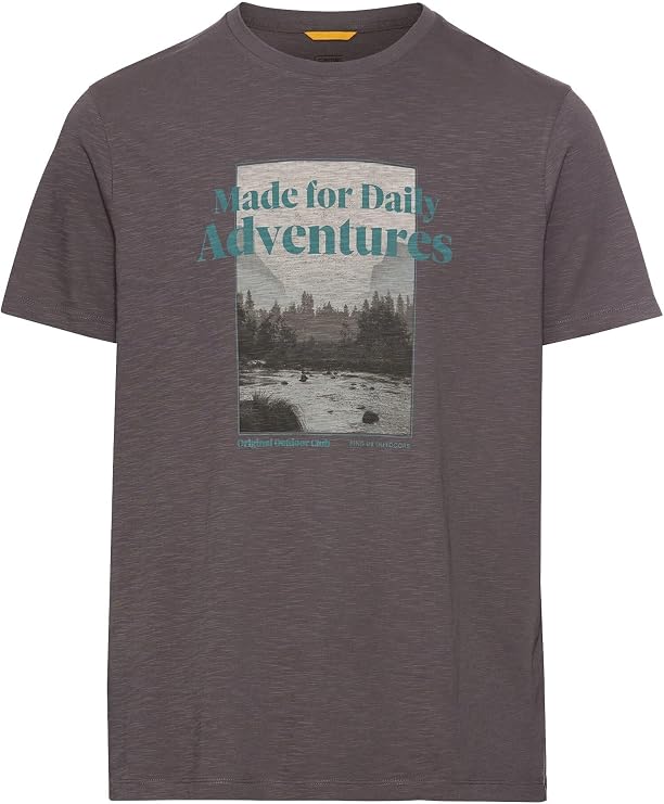 camel active Men's Organic Cotton T-Shirt with Print, Gray, L