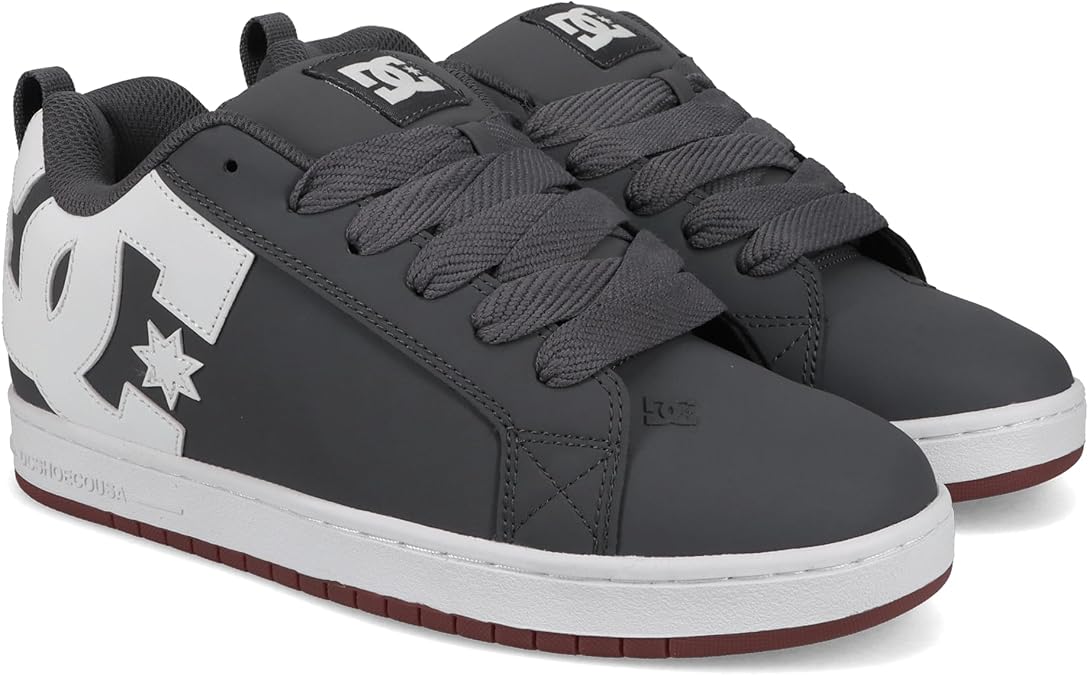 DC Men's Court Graffik Skate Shoe, Grey/White