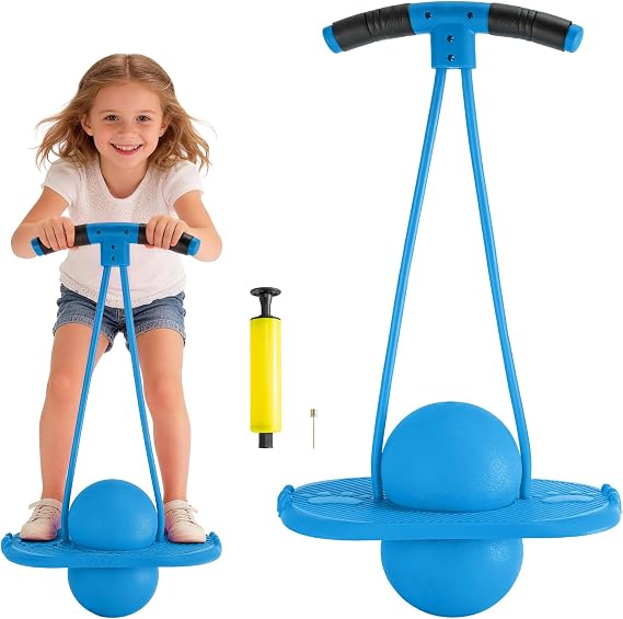LN Cozy CORNE Pogo Ball for Adults, Balance Jumping Ball with Adjustable Handle, Quiet Indoor Fitness Pogo Jumper, Anti-Slip Footboard, Supports up to 100kg