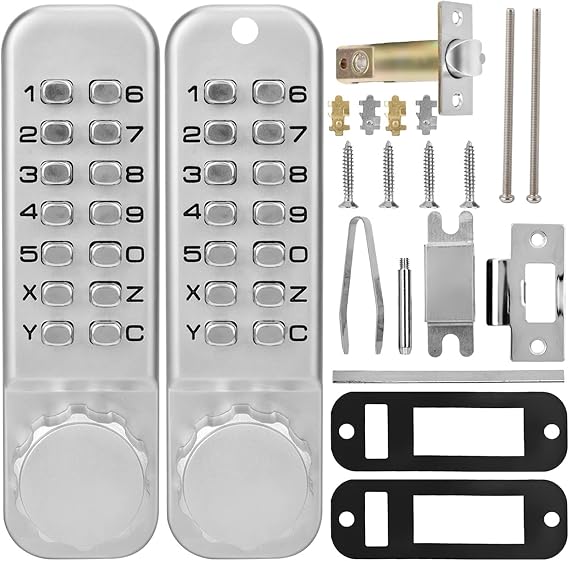 Cocoarm Double Sided Code Lock Digital Door Keypad Gate Lock Chrome Plated for Indoor Outdoor Use