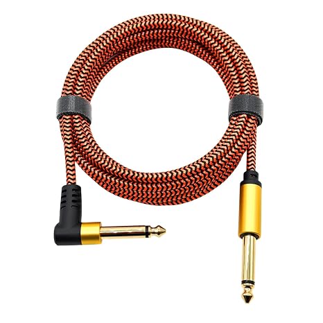 Studio Guitar Cord Gold 1 / 4Inch / 6.35mm Plugs Flexible Braide OFC Wire Construction Instrument Cord Live Cable