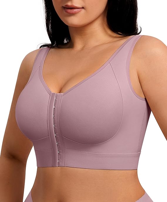 FeelinGirl Post Surgery Compression Bra Front Closure Mastectomy Bra