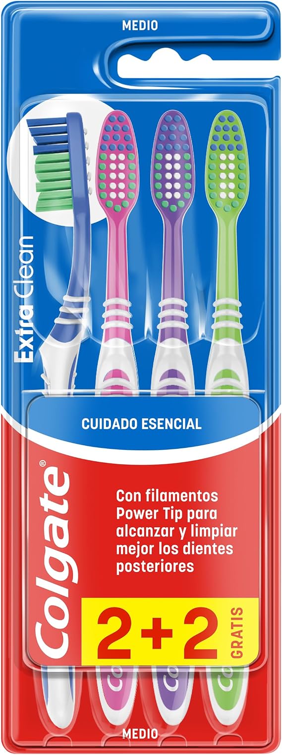 COLGATE Extra Clean Medium Toothbrush, Clean Reaching Up to Back Teeth Pack