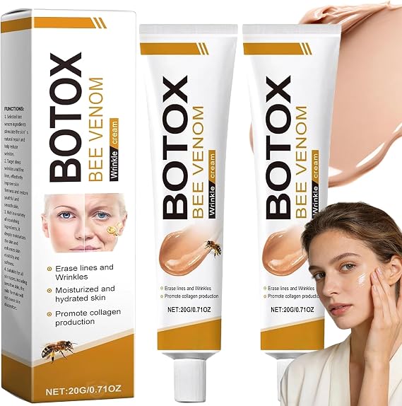 2Pcs Bee Venom Skin Treatment Cream, Advanced Bee Venom Cream, Skin Tightening & Firming Face Cream, Wrinkle Filler Care for Saggy Skin & All Skin Types (2)