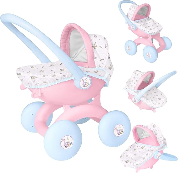 HTI Toys & Games BabyBoo 4 in 1 My First Pram | Childrens Baby Doll Pushchair Stroller Toy Great for Girls & Boys 18 Months+