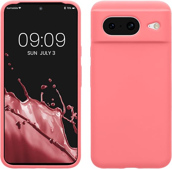 kwmobile Case Compatible with Google Pixel 8 Case - TPU Silicone Phone Cover with Soft Finish - Pastel Coral