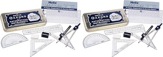 Helix Oxford Maths Set with Storage Tin (Pack of 2)
