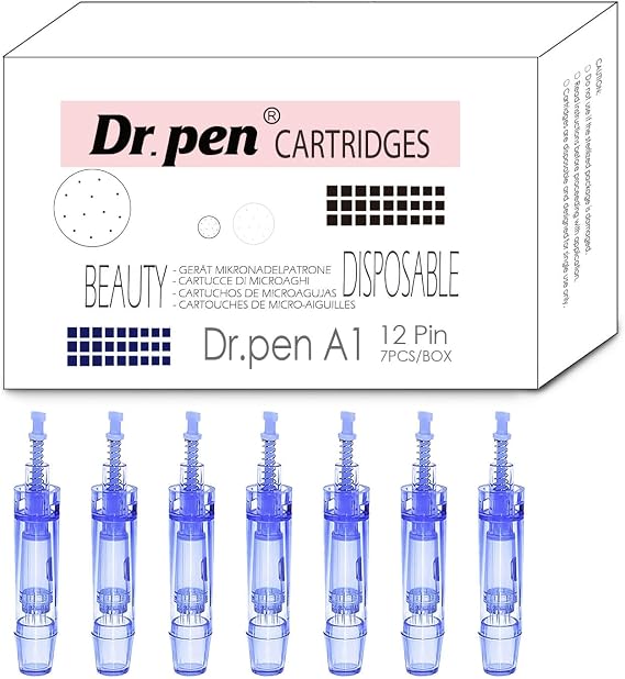 7pcs Dr. Pen Ultima A1 Original Replacement Cartridges – 12 Pin Model, Sterile & Hygienic, for Balanced Skin Care Coverage, for Face & Body, Home Care & Salon Use, Compatible with Dr. Pen A1