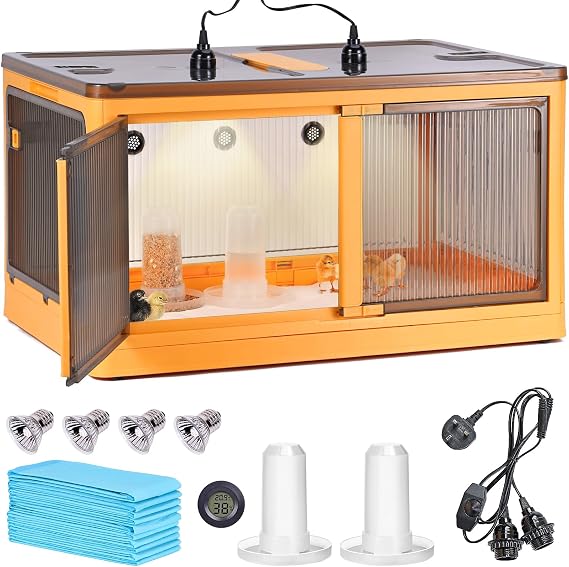 Chicken Brooder Box 142L Large Foldable Chick Brooder Box Hold up to 30 Chicks Poultry Breeding Box for Chicks Ducklings Quail Hamster Guinea Pig Kitten Puppies