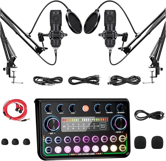 Podcast Equipment Bundle for 2/1,Streaming Microphone Podcast Starter Kit