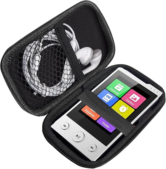 Compatible with Phinistec MP3 Player Case, Blueshaweu Durable EVA Carrying Case, Shockproof & Lightweight Protective Cover Compatible with Phinistec F6 2.4 Inches MP3 Player (Black, For Phinistec Z6)