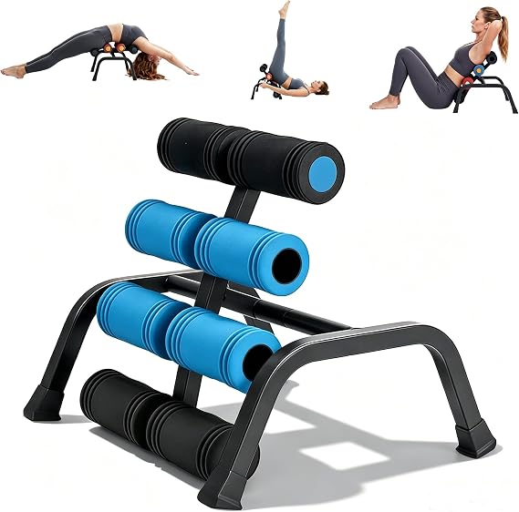 Mini Inversion Table with Rollers, Spinal Decompression Table Rollers, Back Extension Machine for Back Pain Relief, Easy to Assemble & 297 Weight Capacity, Home Gym Equipment