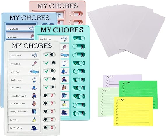 Pack of 4 to Do List with 10 Blank Papers Do List Checklist Board Chore Chart 20 x 12 cm Task Planner for All People Schedule Learning Planning Reminder