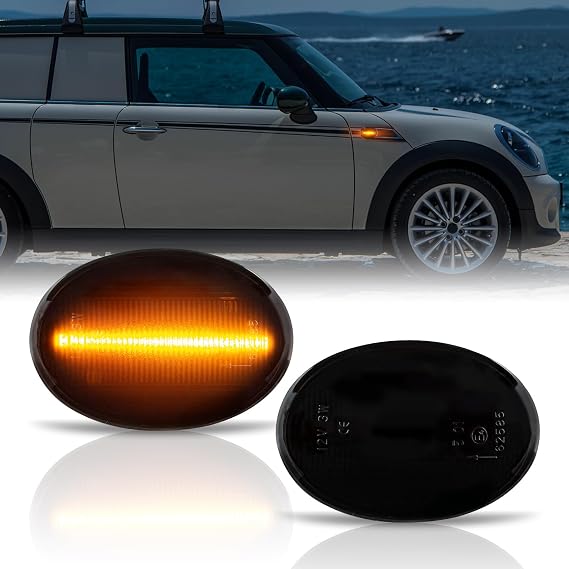 POPMOTORZ LED Side Indicator, 2Pcs LED Turn Signal Light 2835 SMD Amber LED Light with Canbus Error Free Side Light for BMW Mini Cooper R55 Clubman R56 Hatch R57 Convertible R58 Coupe R59 Roadster