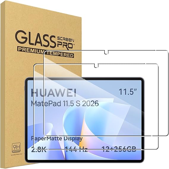 2 Pack Screen Protector for HUAWEI MatePad 11.5 S 2026, HD Clear, 9H Hardness, Anti-Scratch, Shatterproof, No Bubbles Touch Sensitivity Anti-Fingerprint Tempered Glass