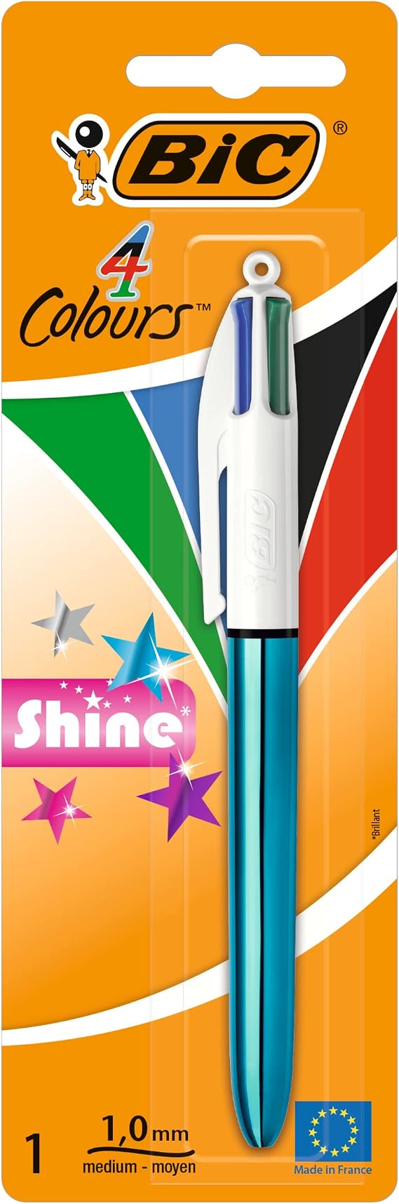 Bic 4 Colours Shine Pen Blister Pack White, x1