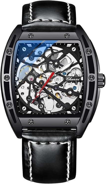TEINTOP Chenxi Tonneau Watches for Men Automatic Skeleton Male Wristwatch