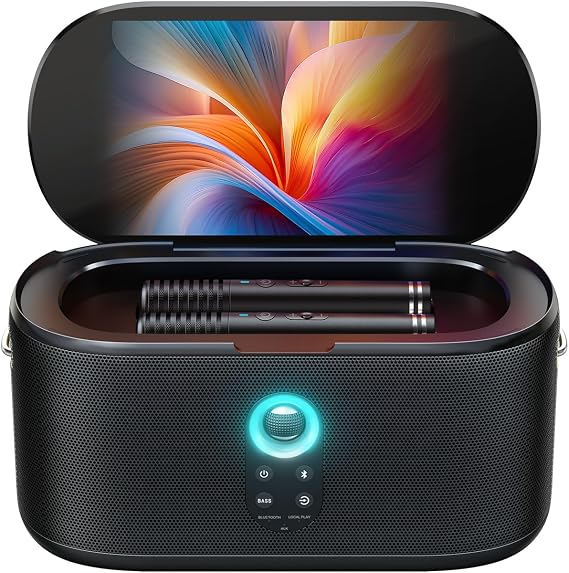 Ikarao Shell S1 Karaoke Machine for Adults, with Lyrics Display, 2 Wireless Microphones, 10.1" Screen, 280W, Autotune EQ, Home Karaoke System Set with KaraFun Prime, HDMI for TV