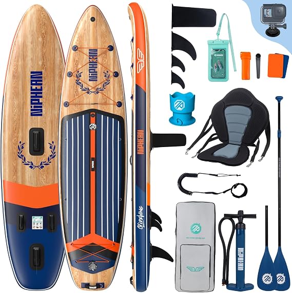 Niphean (Extra Groß) Stand Up Paddling Board SUP für 2+1 Personen/Familien SUP Board mit (Anfängergeeignet) Balancierflügel wasserdichte Handyhülle Stand Up Paddle Board for Adults Geschenkideen