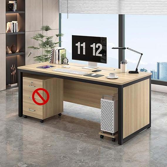 Large Executive Office Desk with Storage Shelves Modern Computer Table with Drawers Stylish Business Furniture for Home Office Spacious Workstation (120x70x74cm/47x27.5x29in)