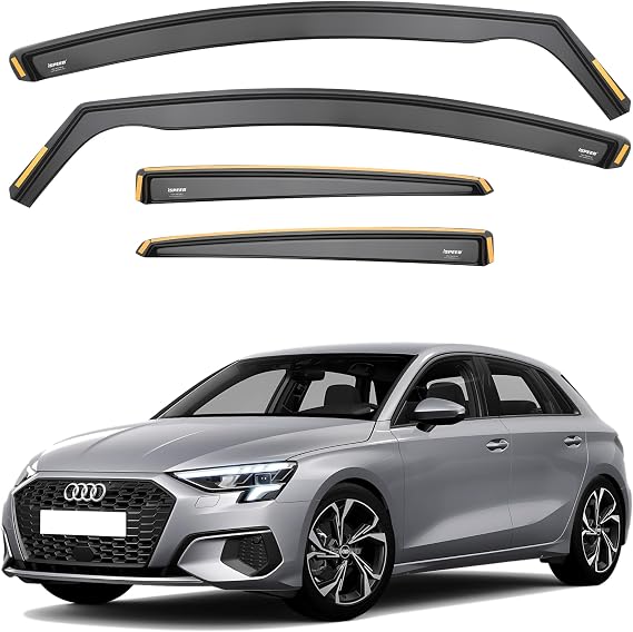 ISPEED Wind Deflectors for AUDI A3 MK4 2020-2026 5 Door Hatchback 4pc Set - Keep Your Car Ventilated In Rain - Reduce Wind Turbulence - Tinted In-Channel Type