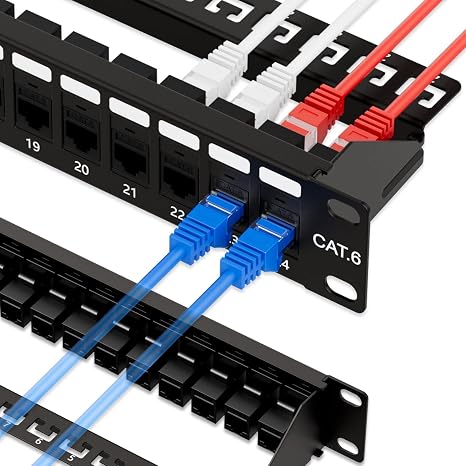 iwillink Cat6 Patch Panel 24 Port with RJ45 Through Keystone Coupler
