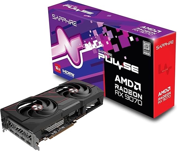 Sapphire 11349-03-20G Pulse AMD Radeon RX 9070 Gaming Graphics Card 16GB GDDR6 AMD RDNA 4