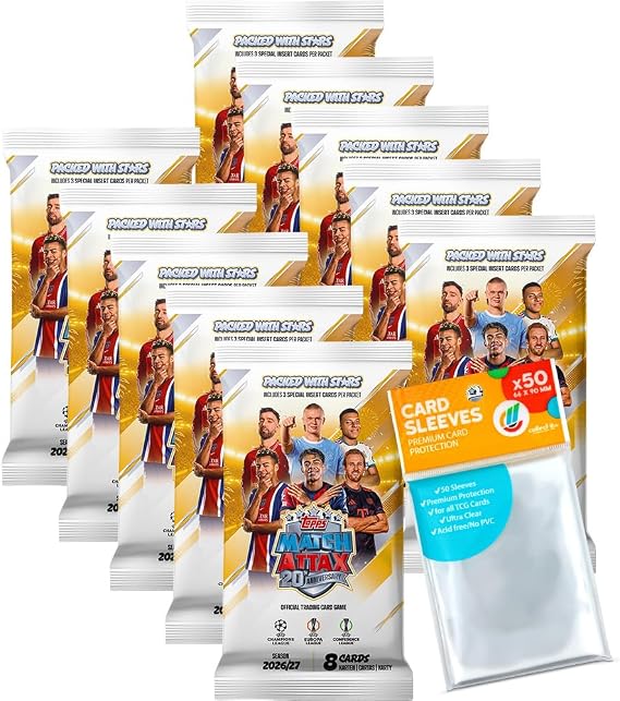 Bundle with UCC Match Attax Champions League 2026/27 Trading Cards - 10 Boosters + Exclusive Collect-it Cases