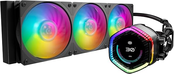 Cooler Master MasterLiquid 360 Ion CPU Liquid Cooler - 2.1" LCD Display, AIO Water Cooling System, Gen X Dual-Chamber Pump, Mobius 120P ARGB Fans, Addressable Gen 2 RGB, LGA1700 & AM5 Brackets