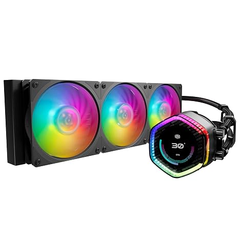 Cooler Master MasterLiquid 360 Ion High Customizability with LCD, Dual Chamber Pump, High Airflow and Long Lifespan Fan, 360mm Radiator Size, Simple Water Cooling CPU Cooler MLY-D36M-A24PZ-R1
