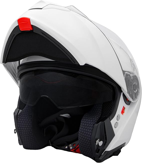 Zorax ZOR-838 Double Visor Flip up Helmet - White S (55-56cm)