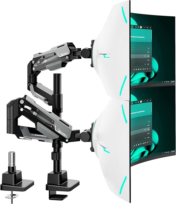 ARES WING Heavy Duty Dual Monitor Mount for 24-57 Inch, Black