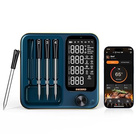 INKBIRD Wireless Meat Thermometer Probe with 4 Multi-Sensors 5.4GHz WiFi 5G