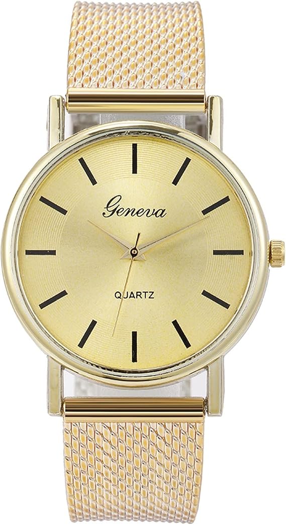 And Ladies' Steel Women Watch Wrist Quartz Watches Alloy Number Men's Stainless Men's Watch Large Digital Watches for Men (Gold, One Size)