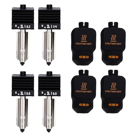 4 Pcs Hotend Replacement for Bambu Lab P2S H2D H2S H2C 3D Printer, 0.2 0.4 0.6 0.8MM Nozzle Hotend Set, Compatible with A1 A1 Mini
