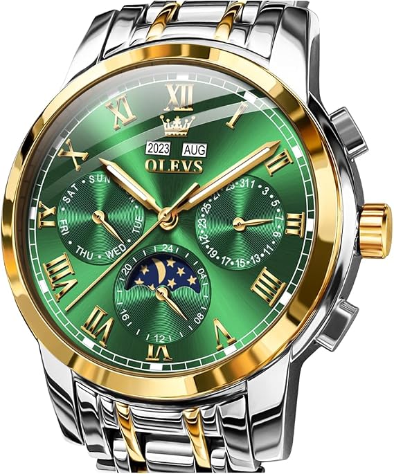 OLEVS Men's Automatic Dress Watch - Self Winding Stainless Steel, Waterproof Luminous Tourbillon Skeleton, Big Dial Date Mechanical Watch