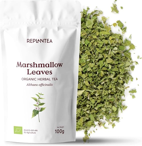 Marshmallow Leaf Tea Organic 100g (50 Cups) | Marshmallow Tea | Organic Marshmallow Leaves, Clean and Dried REPLANTEA