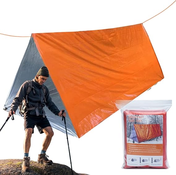 Protective tent, life tent, survival shelter tube tent, lightweight, windproof, waterproof, life-saving equipment, sleeping bag, thermal bag blanket for camping, hiking, outdoor