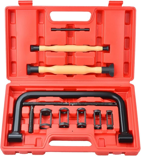12Pcs Valve Spring Compressor tools Kit, Auto Compression C-Clamp Tool Service Set with Valve Lapping Grinding Stick Tool, for Motorcycle, Car, ATVs, Trucks