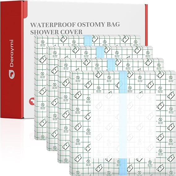 DERAYMI 50pcs 25×25cm Waterproof Ostomy Shower Cover Stoma Accessories