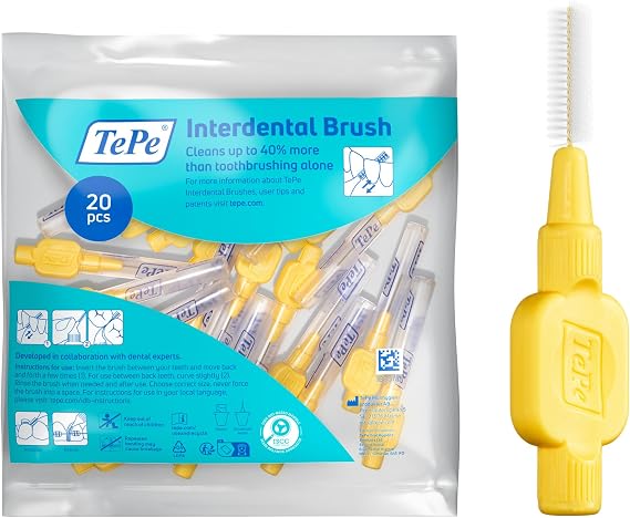 TePe Interdental Brush, Extra Soft, Yellow, 0.7mm/ISO 4, 20pcs
